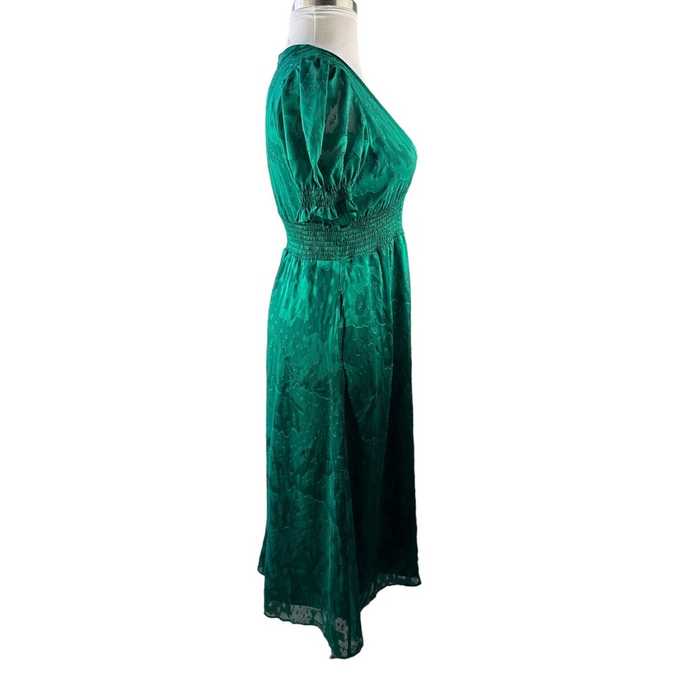 Hutch Empire Smocked Ruffle Short Sleeve Maxi Dress Holiday Green Pockets Size 6 - Picture 12 of 16